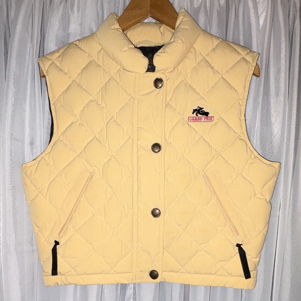 Gerry Grand Prix Beige Down Quilted Vest women S Full Zip Snap Pockets